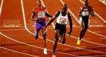 Frankie Fredericks coming 2nd to Donovan Bailey during the 100 m finale at the 1996 Atlanta Olympics
