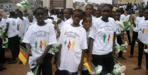 Youths during the parade celebrating Cameroon's National Youth Day