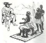 Queen Nzingha sitting on the back of her servant