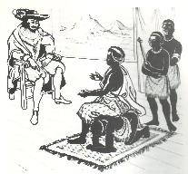 Queen Nzingha sitting on the back of her servant