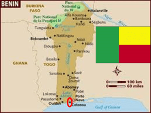 Benin with its map and flag