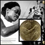 Mrs Dicoh Mariam Konan, first female chemist of Cote d'Ivoire, on the currency with her pipettes