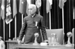 Nehru giving a speech at the Bandung Conference, 1955